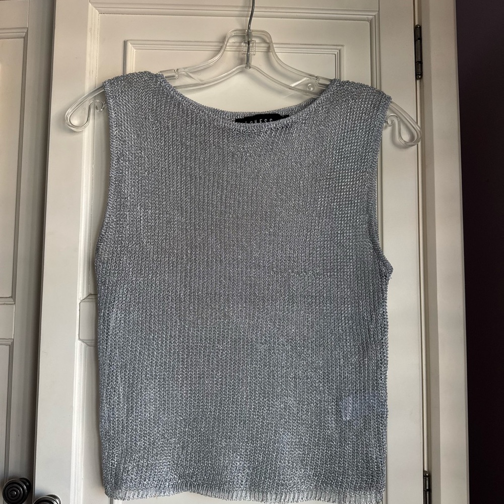 Lioness Metallic Silver Knit Tank Top